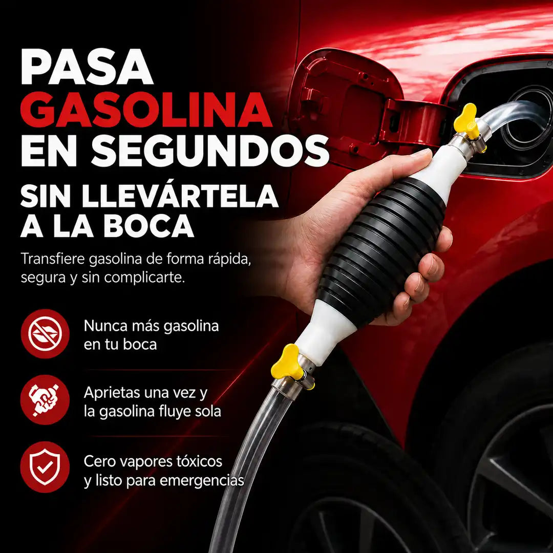 Bomba Sifón para Gasolina — Sin Chupar con la Boca ⛽