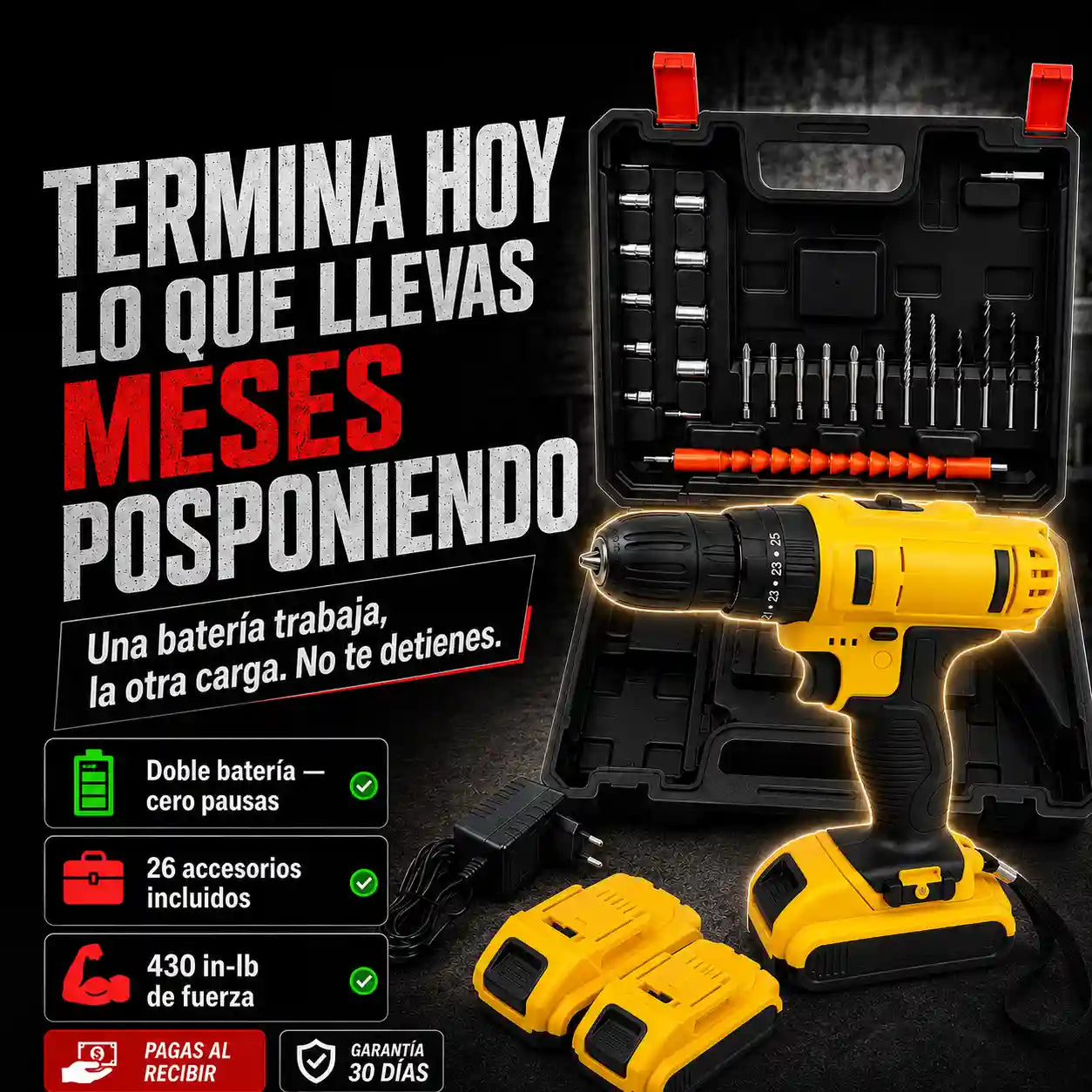 Taladro 48V Kit Pro — Sin Pausas Desde el Primer Uso